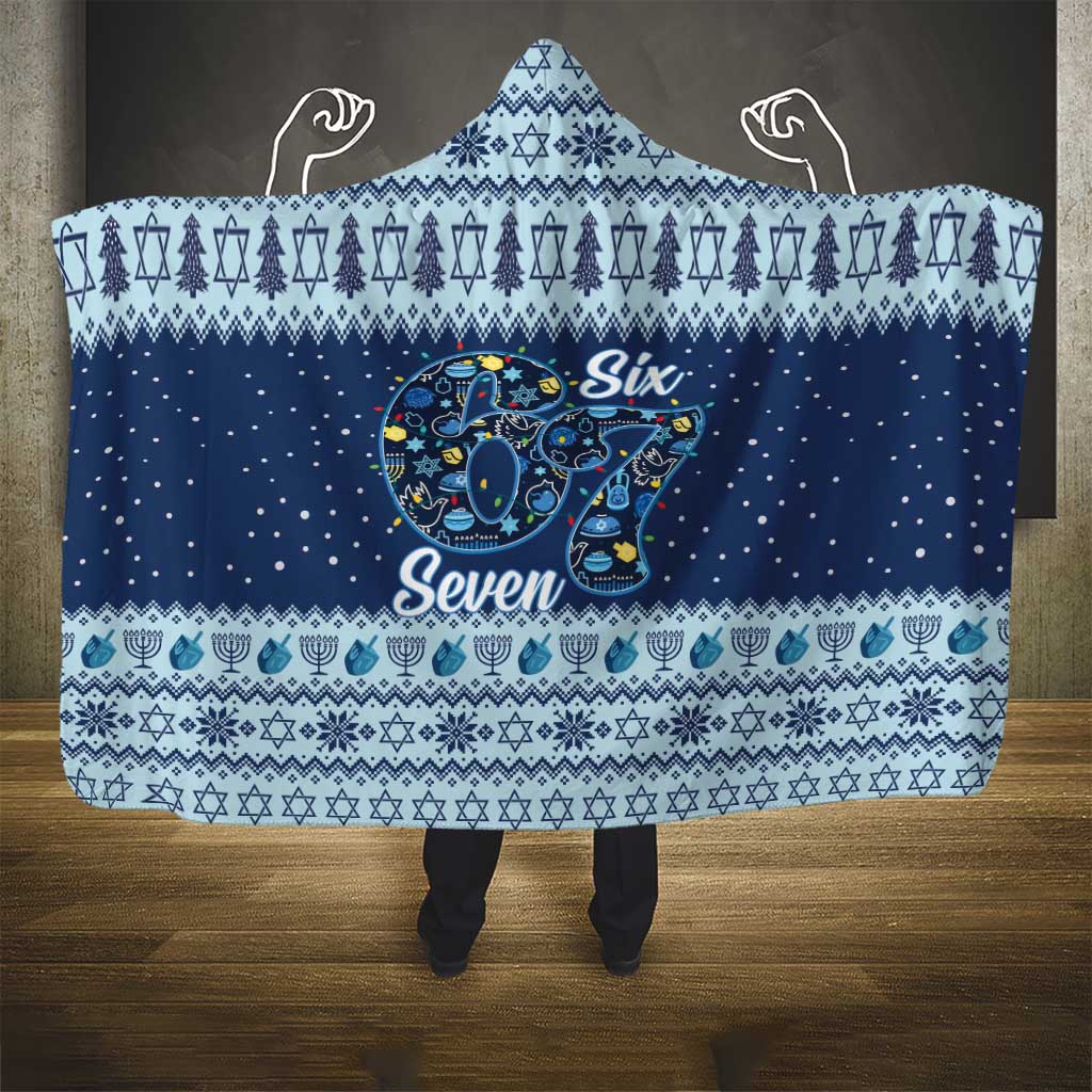 Funny Hanukkah Six Seven Hooded Blanket Gen Alpha Meme Vibes - Wonder Print Shop