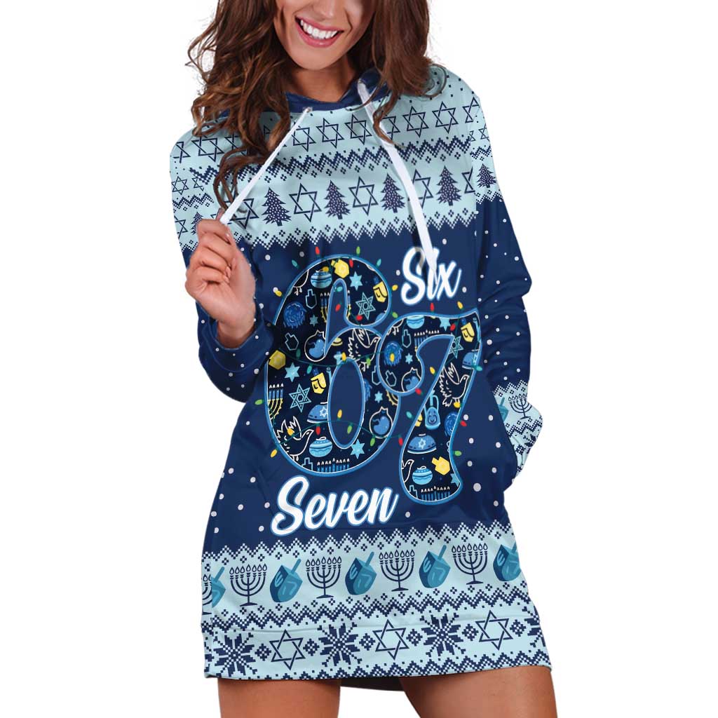 Funny Hanukkah Six Seven Hoodie Dress Gen Alpha Meme Vibes - Wonder Print Shop