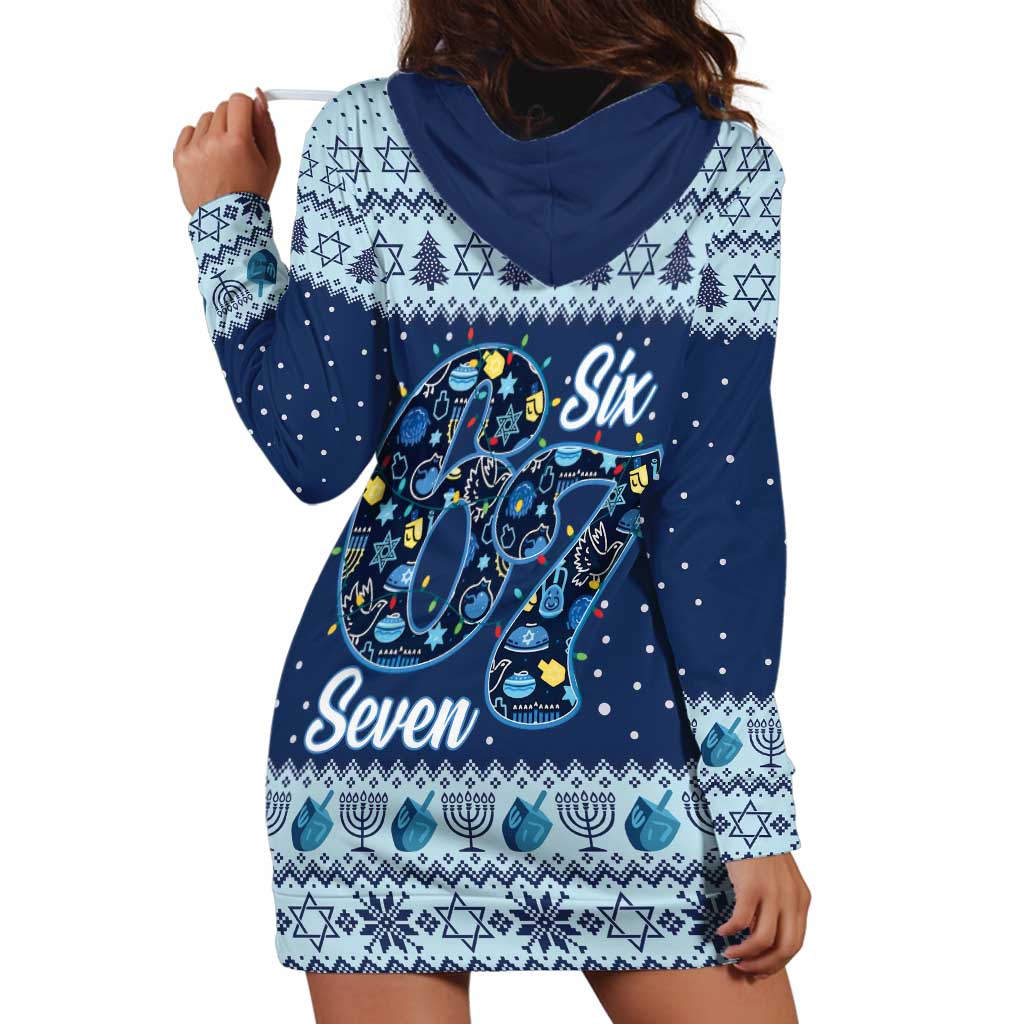 Funny Hanukkah Six Seven Hoodie Dress Gen Alpha Meme Vibes - Wonder Print Shop