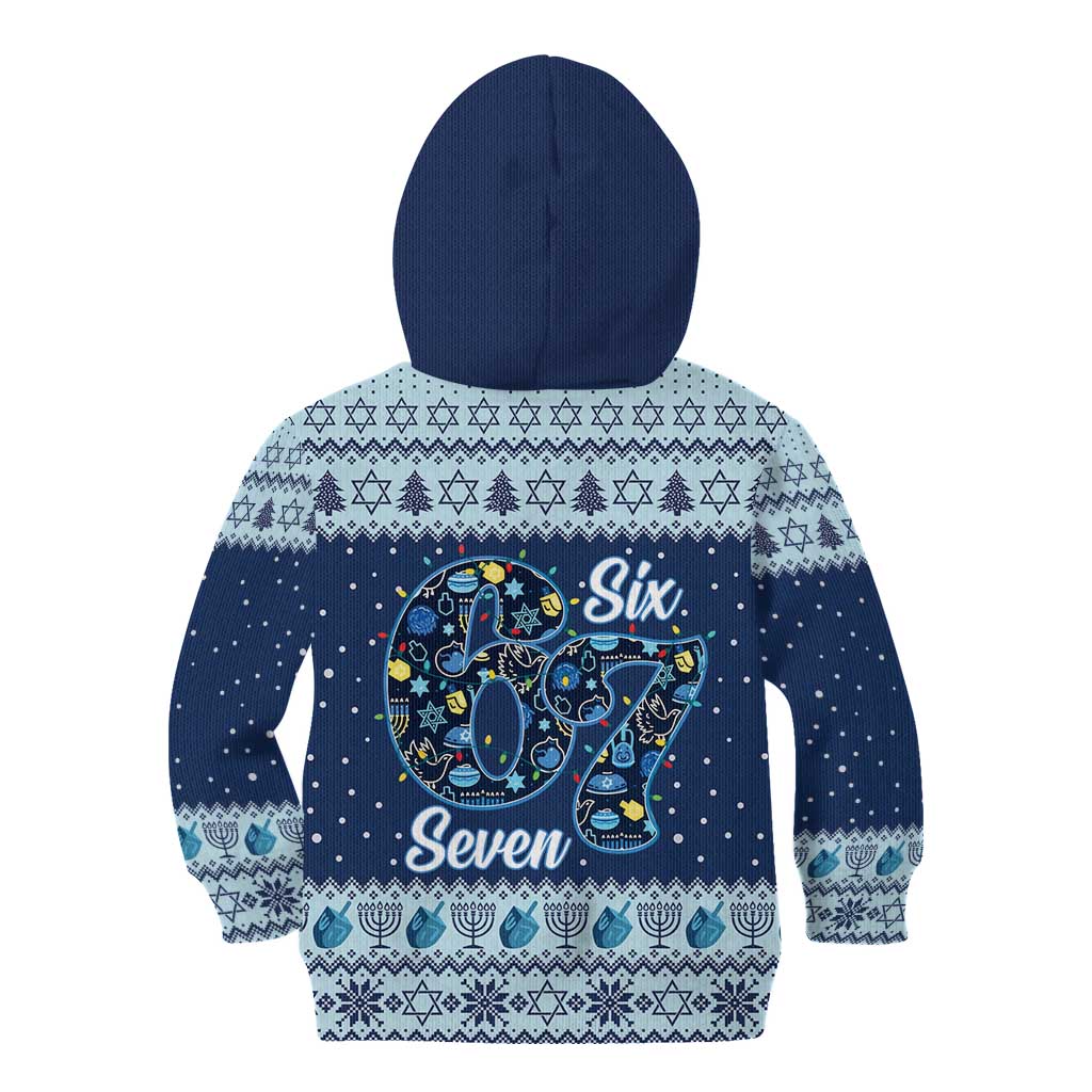 Funny Hanukkah Six Seven Kid Hoodie Gen Alpha Meme Vibes - Wonder Print Shop