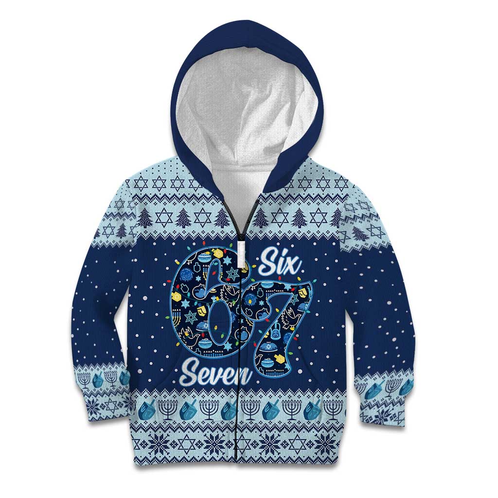 Funny Hanukkah Six Seven Kid Hoodie Gen Alpha Meme Vibes - Wonder Print Shop