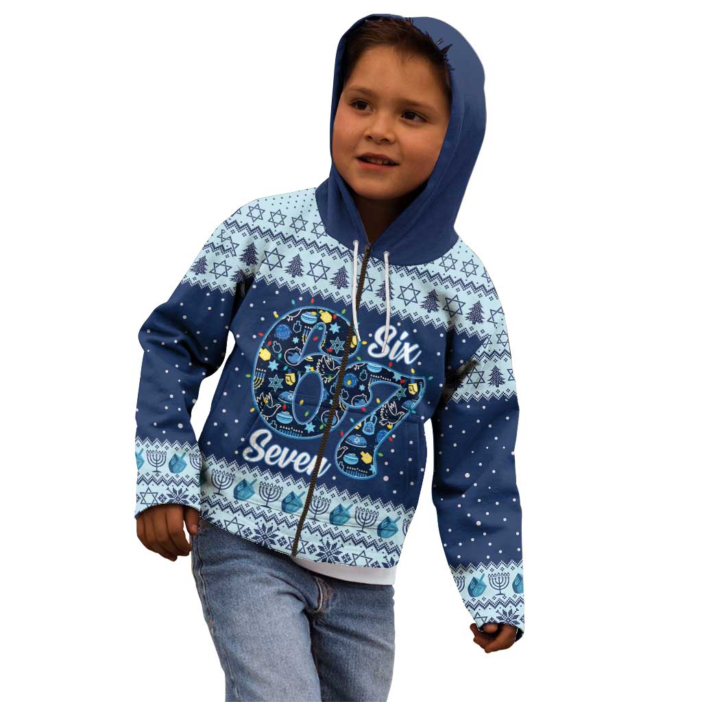 Funny Hanukkah Six Seven Kid Hoodie Gen Alpha Meme Vibes - Wonder Print Shop
