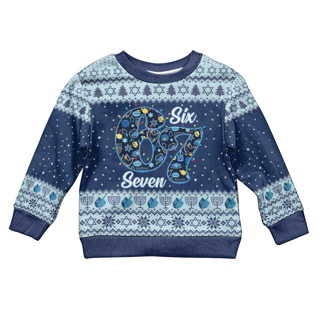Funny Hanukkah Six Seven Kid Ugly Christmas Sweater Gen Alpha Meme Vibes - Wonder Print Shop