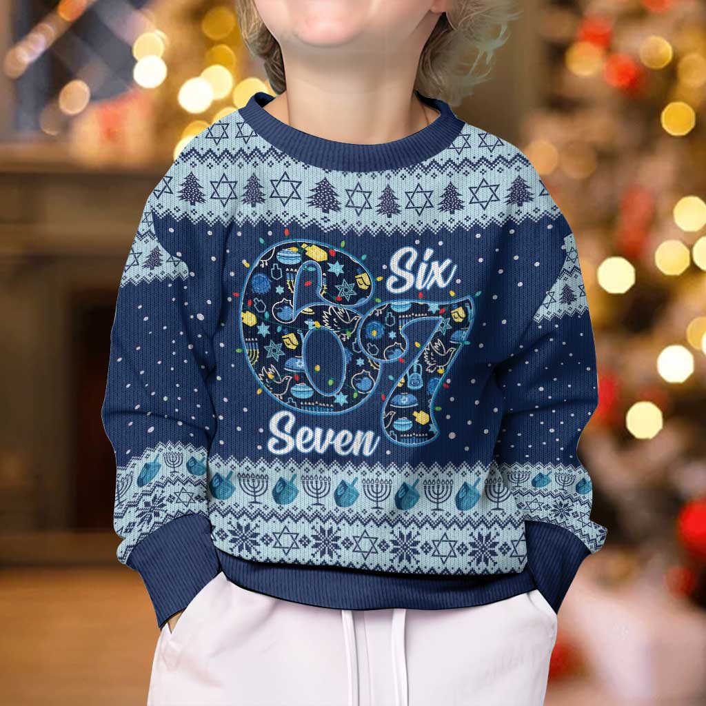 Funny Hanukkah Six Seven Kid Ugly Christmas Sweater Gen Alpha Meme Vibes - Wonder Print Shop