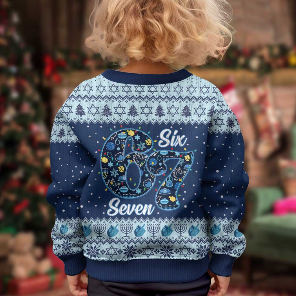 Funny Hanukkah Six Seven Kid Ugly Christmas Sweater Gen Alpha Meme Vibes - Wonder Print Shop
