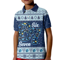 Funny Hanukkah Six Seven Kid Polo Shirt Gen Alpha Meme Vibes - Wonder Print Shop