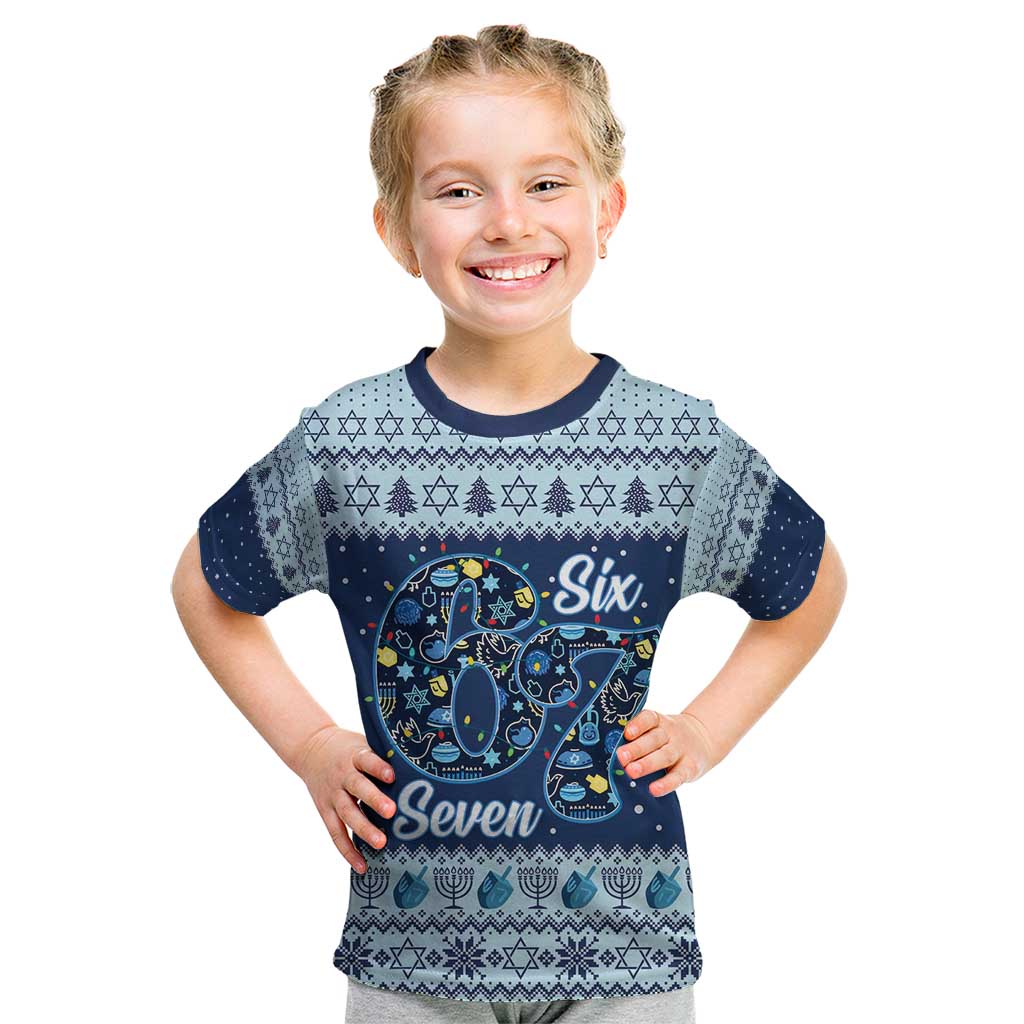 Funny Hanukkah Six Seven Kid T Shirt Gen Alpha Meme Vibes - Wonder Print Shop