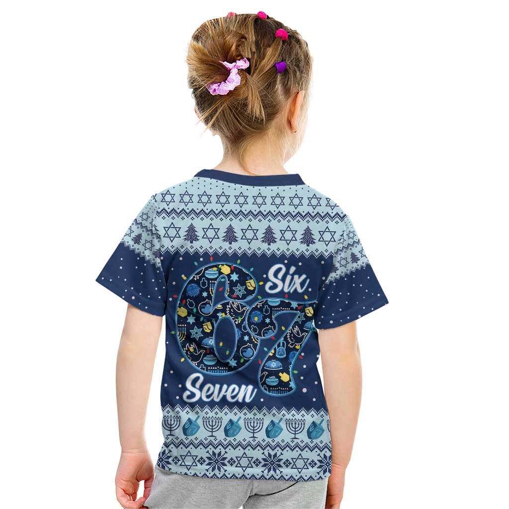Funny Hanukkah Six Seven Kid T Shirt Gen Alpha Meme Vibes - Wonder Print Shop