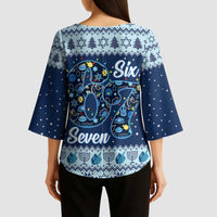 Funny Hanukkah Six Seven Kimono Sleeve Blouse Gen Alpha Meme Vibes - Wonder Print Shop