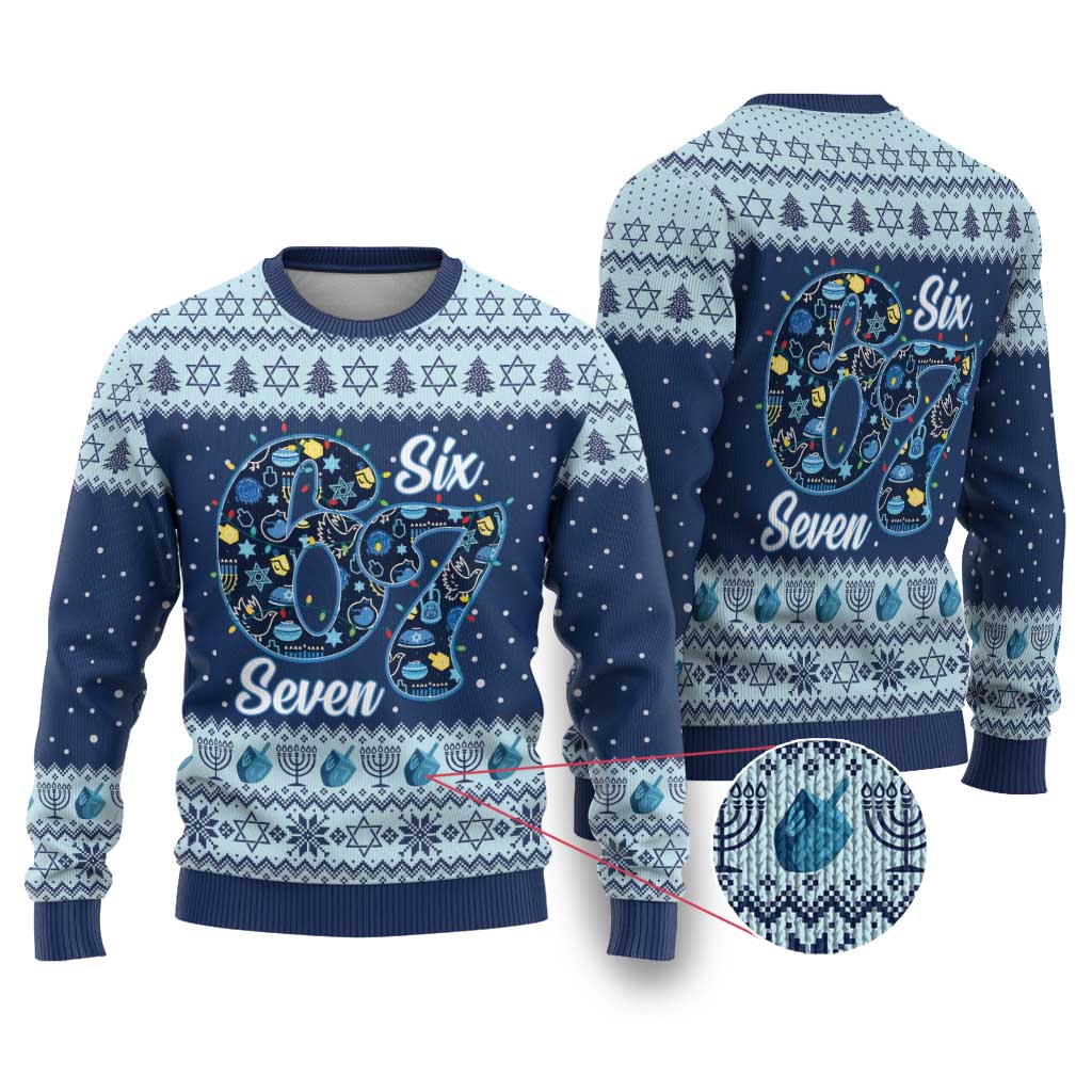 Funny Hanukkah Six Seven Ugly Christmas Sweater Gen Alpha Meme Vibes - Wonder Print Shop