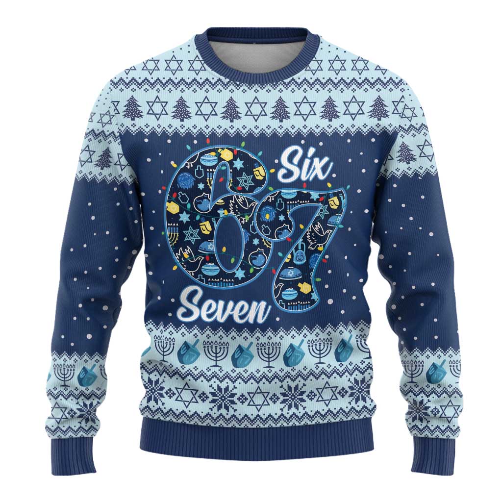 Funny Hanukkah Six Seven Ugly Christmas Sweater Gen Alpha Meme Vibes - Wonder Print Shop