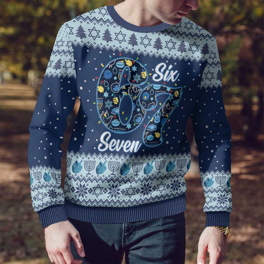 Funny Hanukkah Six Seven Ugly Christmas Sweater Gen Alpha Meme Vibes - Wonder Print Shop