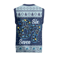 Funny Hanukkah Six Seven Christmas Knitted V-Neck Vest Gen Alpha Meme Vibes - Wonder Print Shop