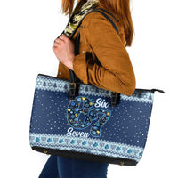 Funny Hanukkah Six Seven Leather Tote Bag Gen Alpha Meme Vibes - Wonder Print Shop