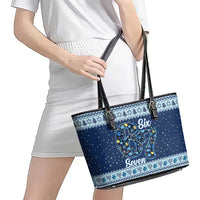 Funny Hanukkah Six Seven Leather Tote Bag Gen Alpha Meme Vibes - Wonder Print Shop