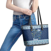 Funny Hanukkah Six Seven Leather Tote Bag Gen Alpha Meme Vibes - Wonder Print Shop