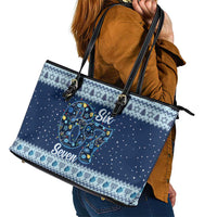 Funny Hanukkah Six Seven Leather Tote Bag Gen Alpha Meme Vibes - Wonder Print Shop