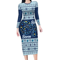 Funny Hanukkah Six Seven Long Sleeve Bodycon Dress Gen Alpha Meme Vibes - Wonder Print Shop