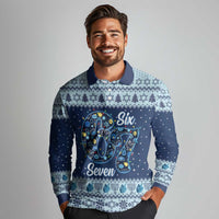 Funny Hanukkah Six Seven Long Sleeve Polo Shirt Gen Alpha Meme Vibes - Wonder Print Shop