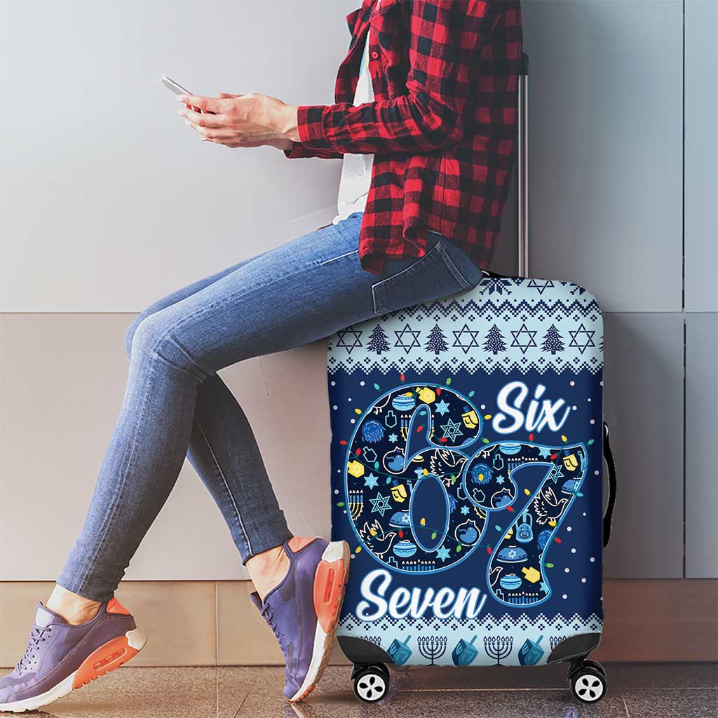 Funny Hanukkah Six Seven Luggage Cover Gen Alpha Meme Vibes - Wonder Print Shop