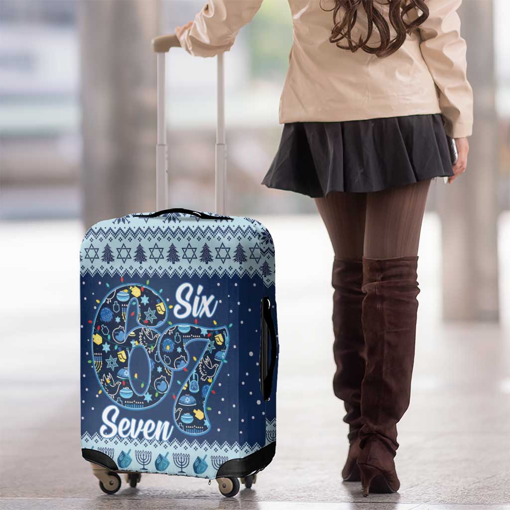 Funny Hanukkah Six Seven Luggage Cover Gen Alpha Meme Vibes - Wonder Print Shop