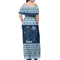Funny Hanukkah Six Seven Off Shoulder Maxi Dress Gen Alpha Meme Vibes - Wonder Print Shop