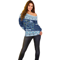 Funny Hanukkah Six Seven Off Shoulder Sweater Gen Alpha Meme Vibes - Wonder Print Shop