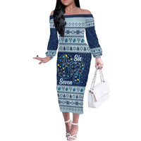 Funny Hanukkah Six Seven Off The Shoulder Long Sleeve Dress Gen Alpha Meme Vibes - Wonder Print Shop