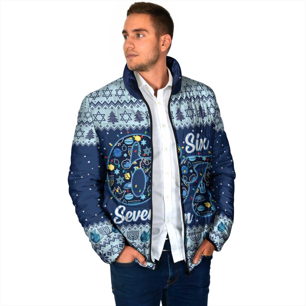 Funny Hanukkah Six Seven Padded Jacket Gen Alpha Meme Vibes - Wonder Print Shop