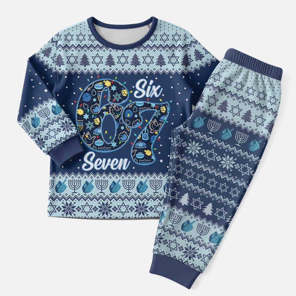 Funny Hanukkah Six Seven Christmas Pajama Set Gen Alpha Meme Vibes - Wonder Print Shop