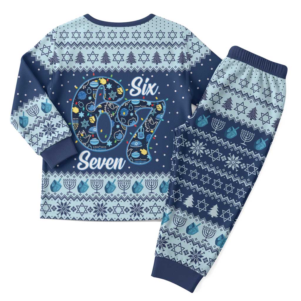 Funny Hanukkah Six Seven Christmas Pajama Set Gen Alpha Meme Vibes - Wonder Print Shop