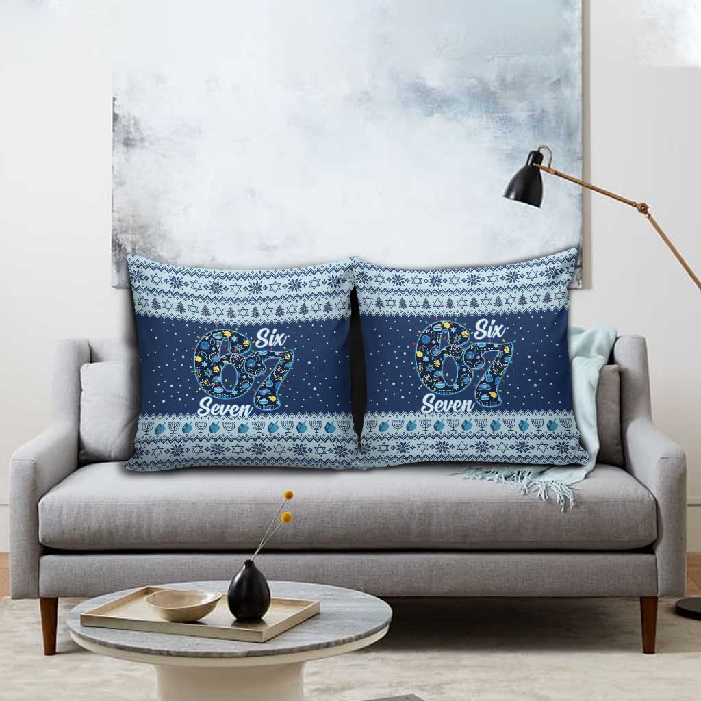 Funny Hanukkah Six Seven Pillow Cover Gen Alpha Meme Vibes - Wonder Print Shop