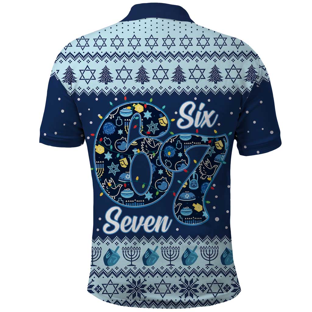 Funny Hanukkah Six Seven Polo Shirt Gen Alpha Meme Vibes - Wonder Print Shop