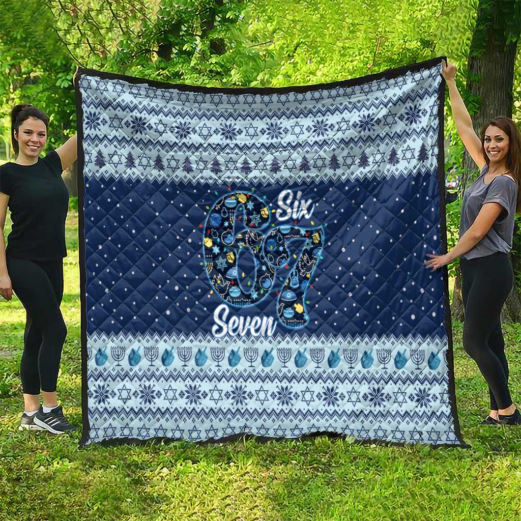 Funny Hanukkah Six Seven Quilt Gen Alpha Meme Vibes - Wonder Print Shop