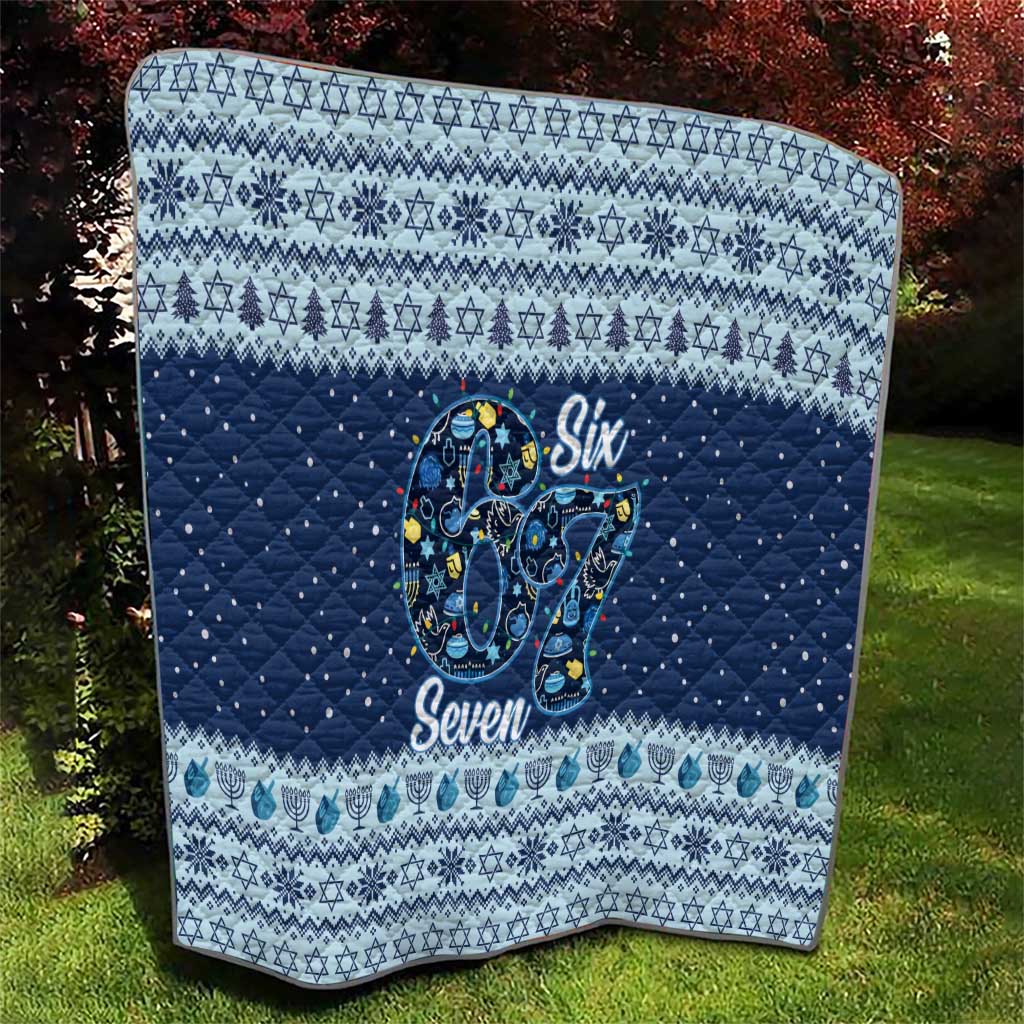 Funny Hanukkah Six Seven Quilt Gen Alpha Meme Vibes - Wonder Print Shop