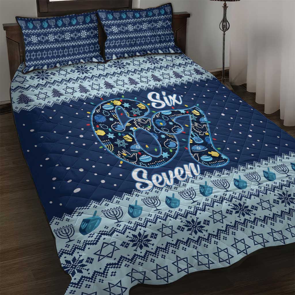 Funny Hanukkah Six Seven Quilt Bed Set Gen Alpha Meme Vibes - Wonder Print Shop