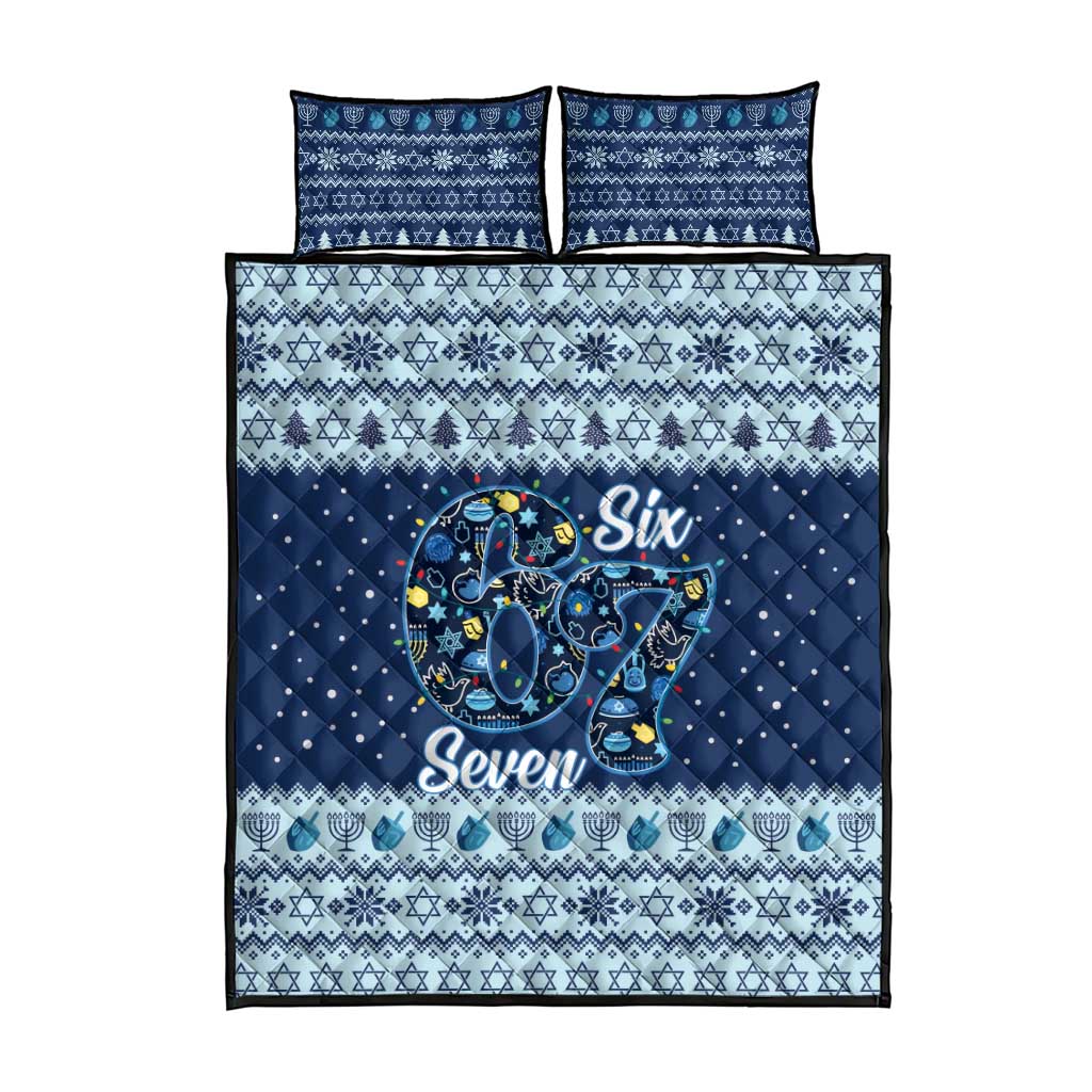 Funny Hanukkah Six Seven Quilt Bed Set Gen Alpha Meme Vibes - Wonder Print Shop