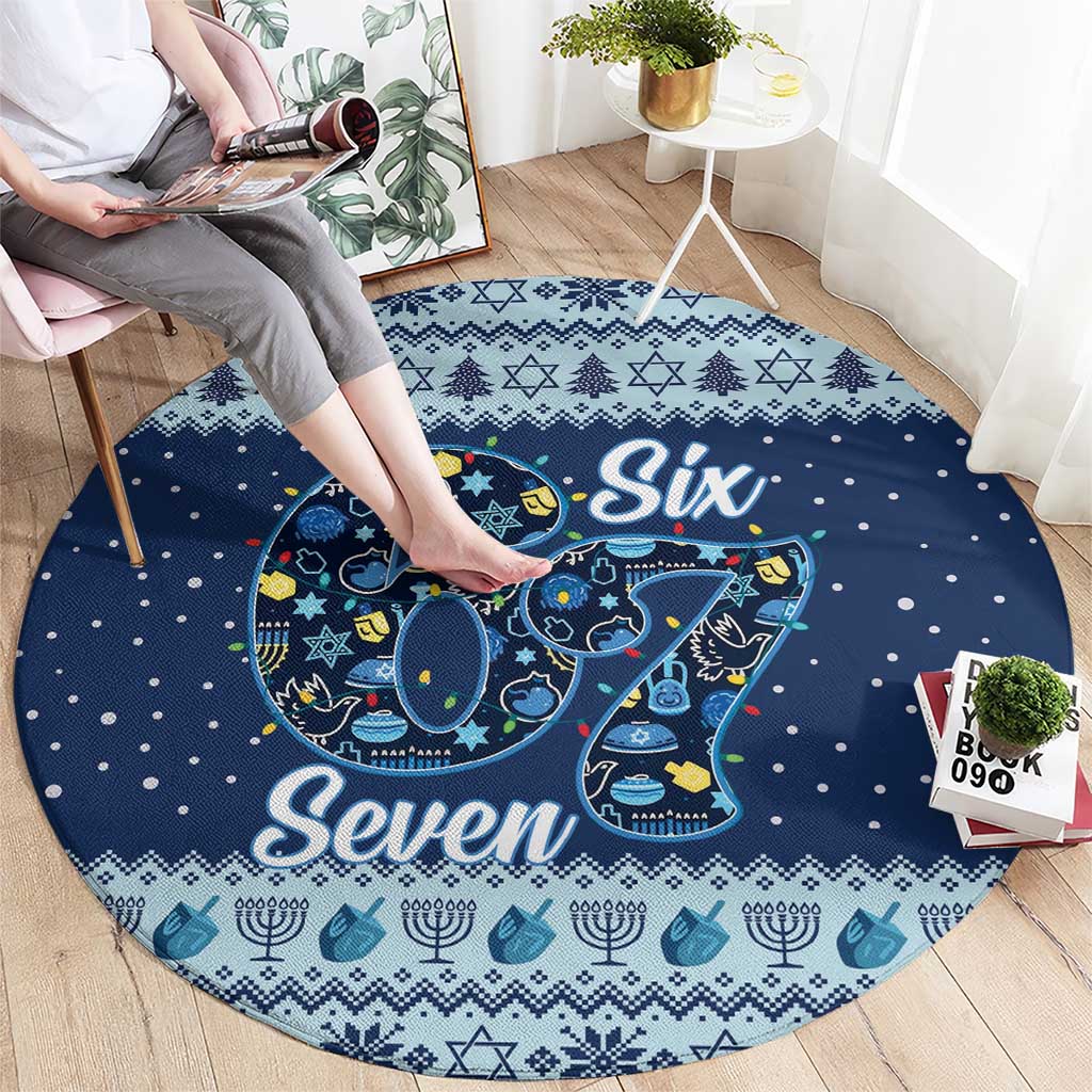 Funny Hanukkah Six Seven Round Carpet Gen Alpha Meme Vibes - Wonder Print Shop