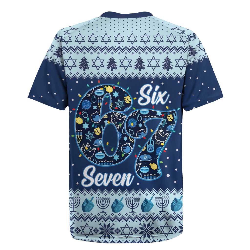 Funny Hanukkah Six Seven Rugby Jersey Gen Alpha Meme Vibes - Wonder Print Shop
