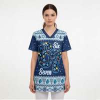 Funny Hanukkah Six Seven Scrub Top Gen Alpha Meme Vibes - Wonder Print Shop