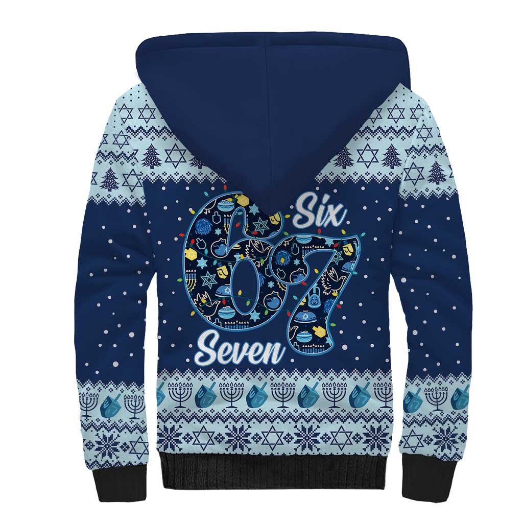 Funny Hanukkah Six Seven Sherpa Hoodie Gen Alpha Meme Vibes - Wonder Print Shop