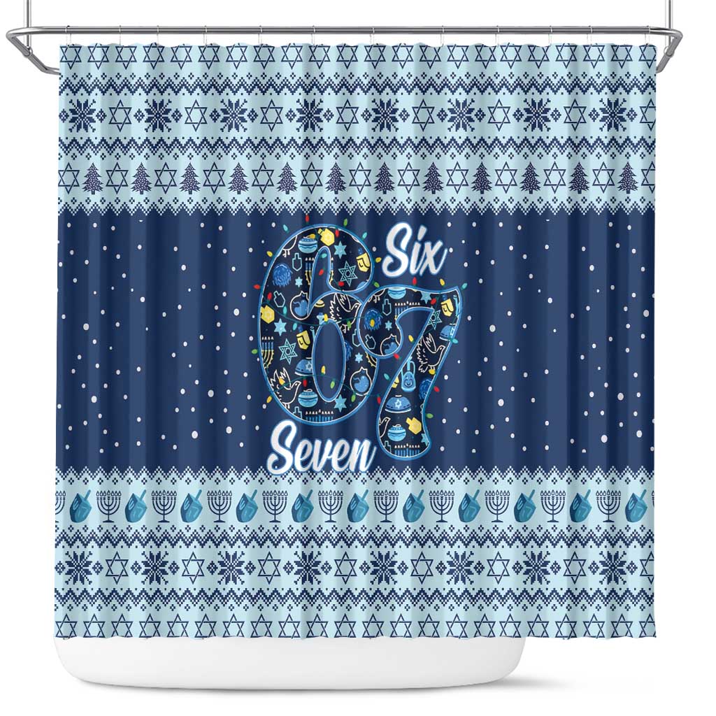 Funny Hanukkah Six Seven Shower Curtain Gen Alpha Meme Vibes - Wonder Print Shop