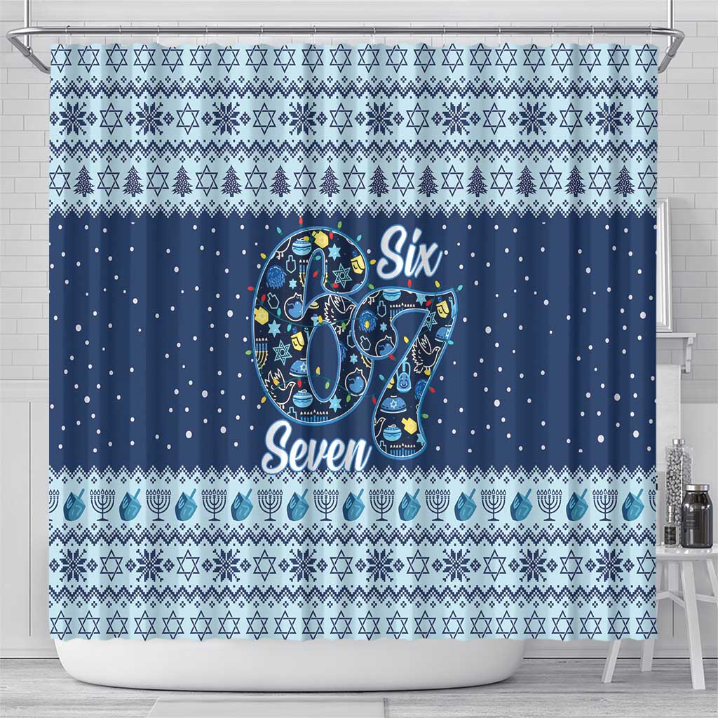 Funny Hanukkah Six Seven Shower Curtain Gen Alpha Meme Vibes - Wonder Print Shop