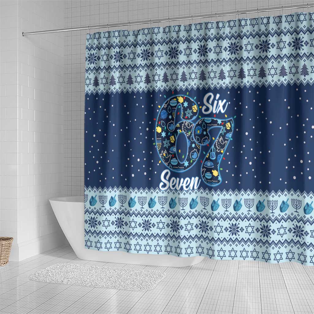 Funny Hanukkah Six Seven Shower Curtain Gen Alpha Meme Vibes - Wonder Print Shop
