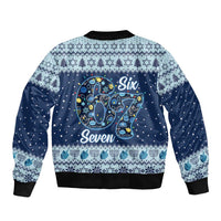 Funny Hanukkah Six Seven Sleeve Zip Bomber Jacket Gen Alpha Meme Vibes - Wonder Print Shop