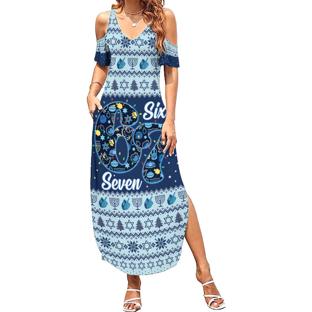 Funny Hanukkah Six Seven Summer Maxi Dress Gen Alpha Meme Vibes - Wonder Print Shop