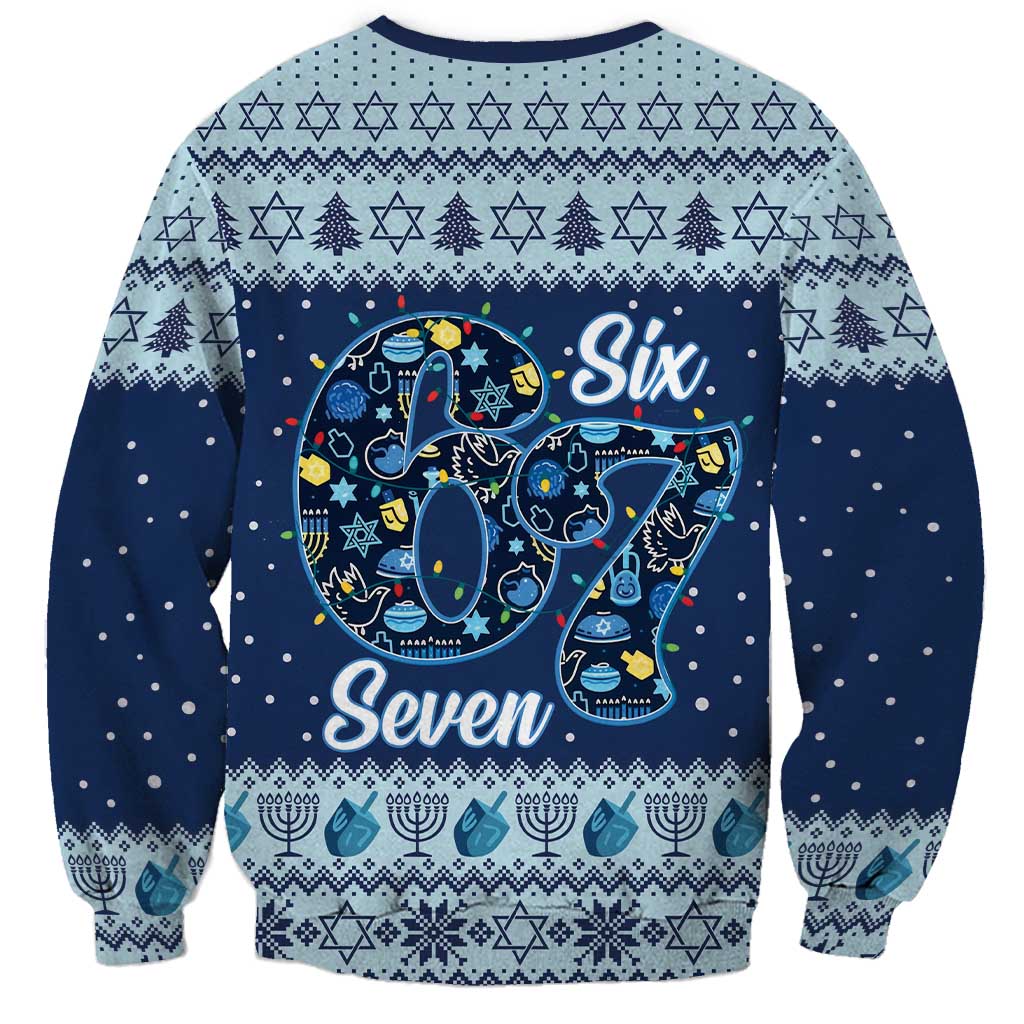 Funny Hanukkah Six Seven Sweatshirt Gen Alpha Meme Vibes - Wonder Print Shop
