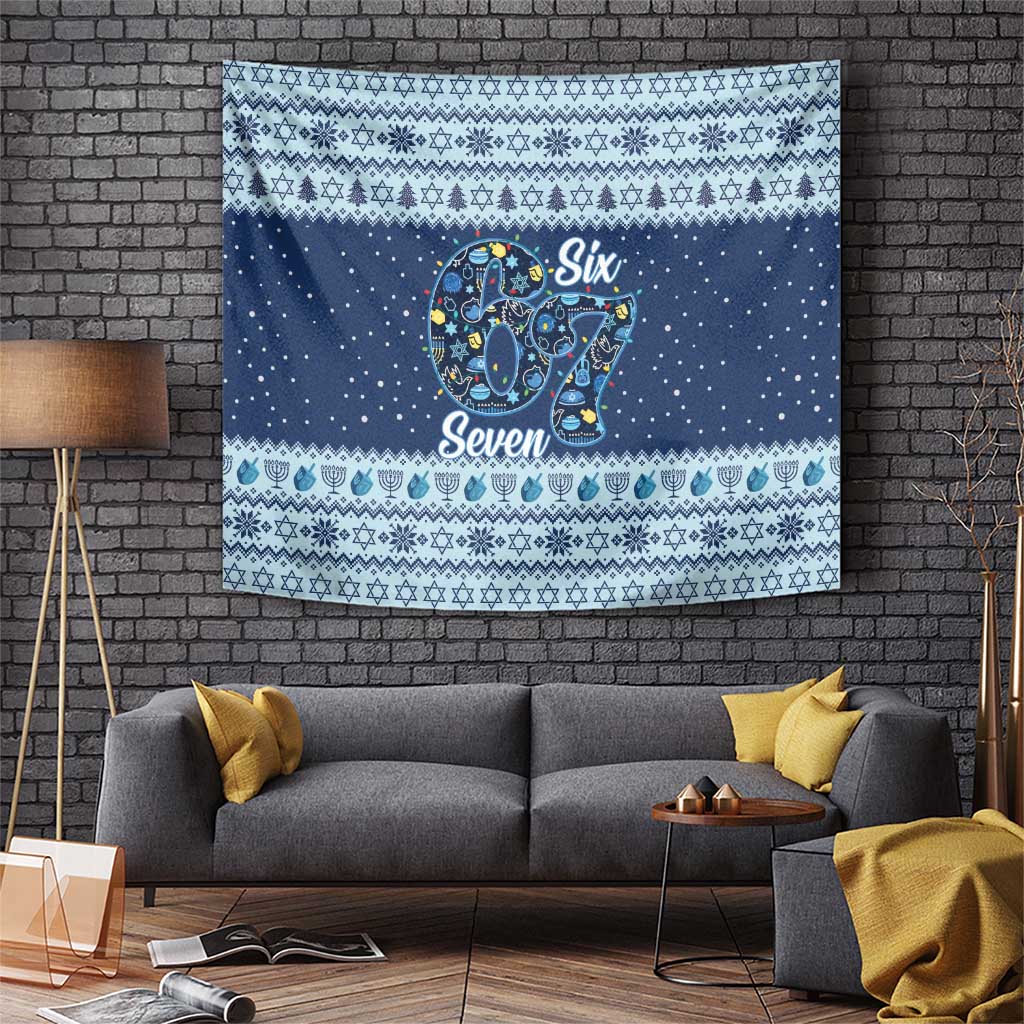 Funny Hanukkah Six Seven Tapestry Gen Alpha Meme Vibes - Wonder Print Shop