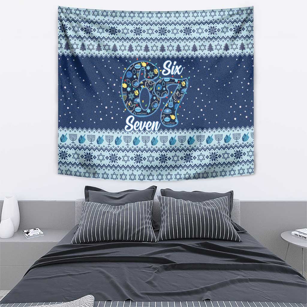 Funny Hanukkah Six Seven Tapestry Gen Alpha Meme Vibes - Wonder Print Shop