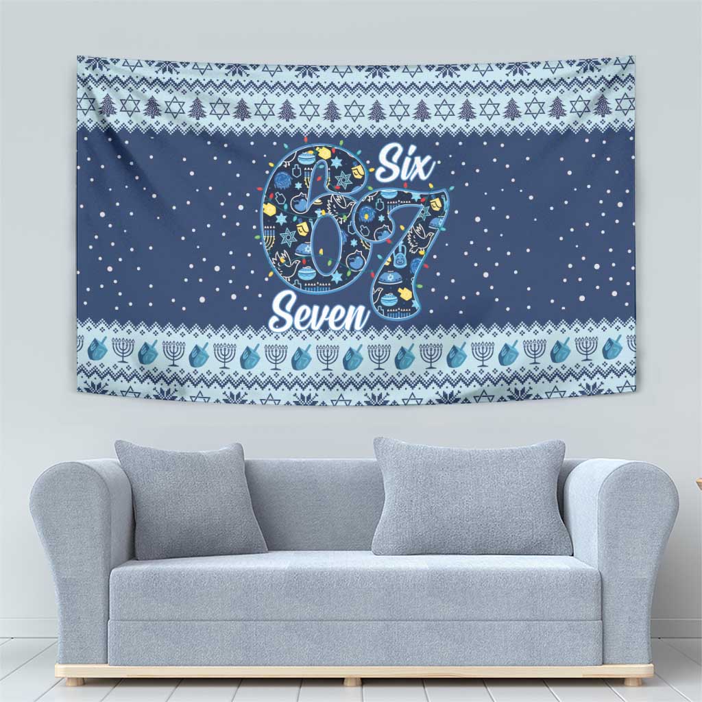 Funny Hanukkah Six Seven Tapestry Gen Alpha Meme Vibes - Wonder Print Shop